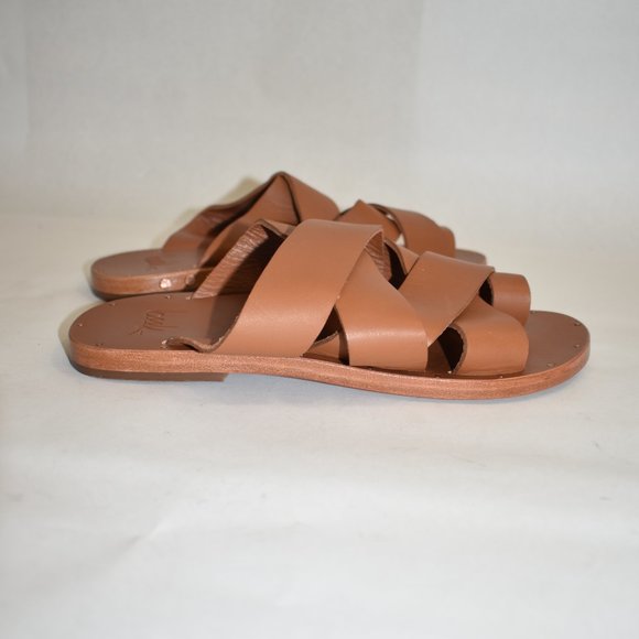$330 BEEK WEAVER TOE LOOP SANDAL TAN LEATHER STRAPPY 5  (DA5) - Picture 3 of 5